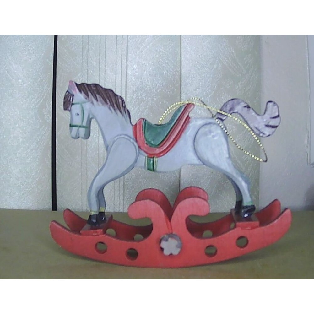 Vtg Rocking Horse Christmas Ornament 5.5x1.5x4.25